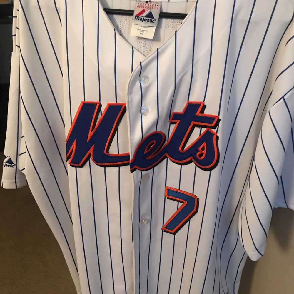 Majestic Mets Jose Reyes Pinstripe Stitched Jersey